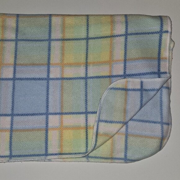 Toys R Us Especially For Baby Blanket Pastel Plaid Blue Yellow Pink Orange - Picture 1 of 8